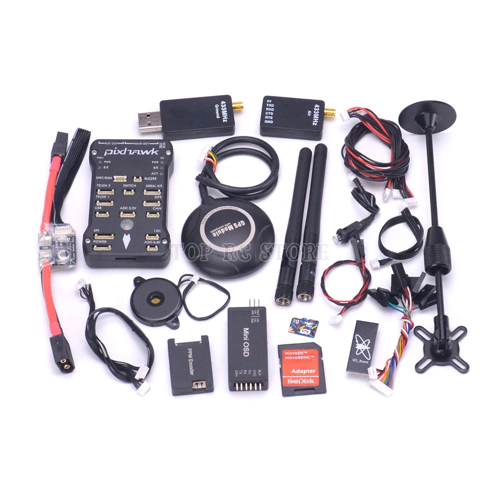 

Pixhawk 2.4.7 Upgrade 2.4.6 PX4 32 bits Flight Controller Board & 7M / M8N GPS 4G SD Card PPM Power Module 433Mhz Telemetry