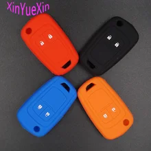 Xinyuexin Silicone Car Key Cover FOB Case For Chevrolet Cruze 2Button Flip Remote Key Case Jacket Keychain Car-stying