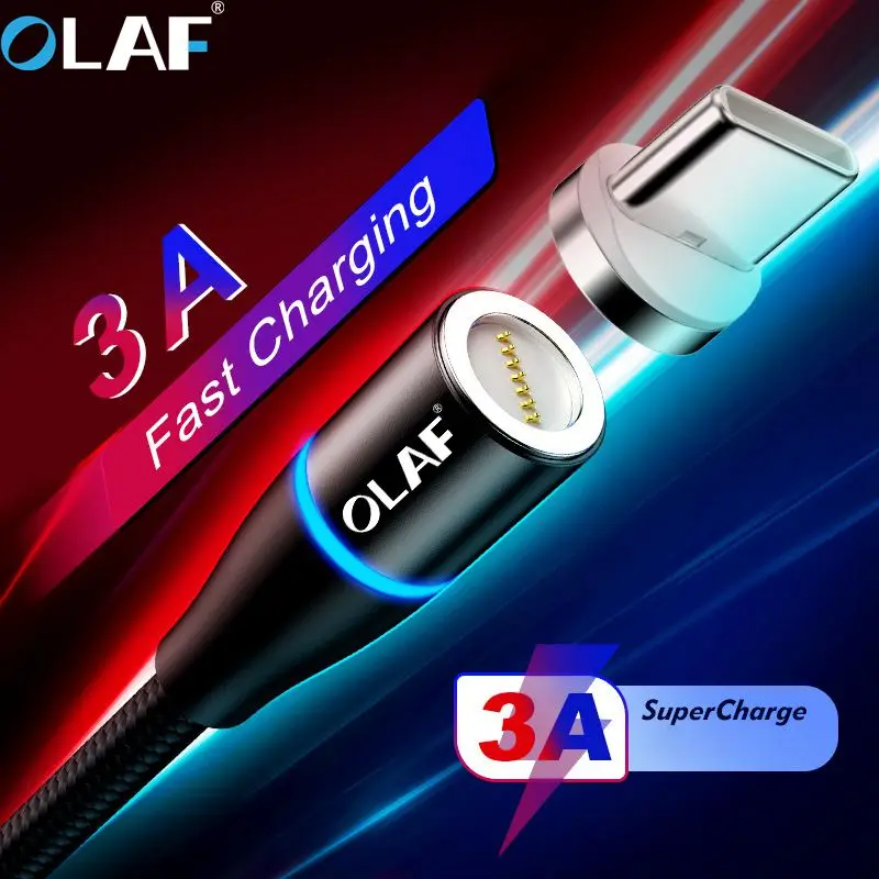 Магнитное зарядное устройство Olaf 3A Micro Usb кабель для iphone Тип C адаптер быстрой