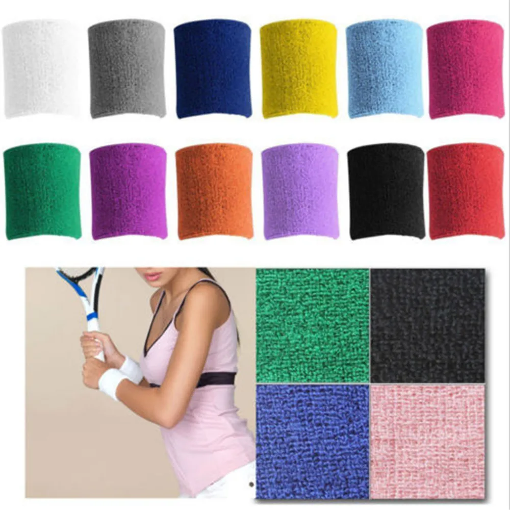 

2Pcs/lot Sports Wristband Brace Wrap Bandage Gym Running Sport Sweat Band Safety Wrist Support Badminton Terry Cloth Cotton