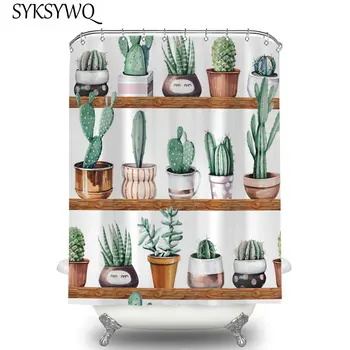 

Cactus Shower Curtain Flower Flora Bathroom Decor Succulent Plants Bath Curtain Desert Theme Shower Decor Bathroom Accessories