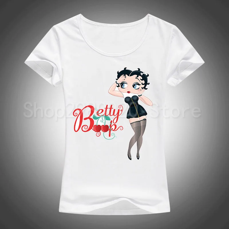 Новая женская футболка Betty Boop, футболка с рисунком Белоснежки/милых животных, Повседневная футболка для женщин/девочек, топы, одежда