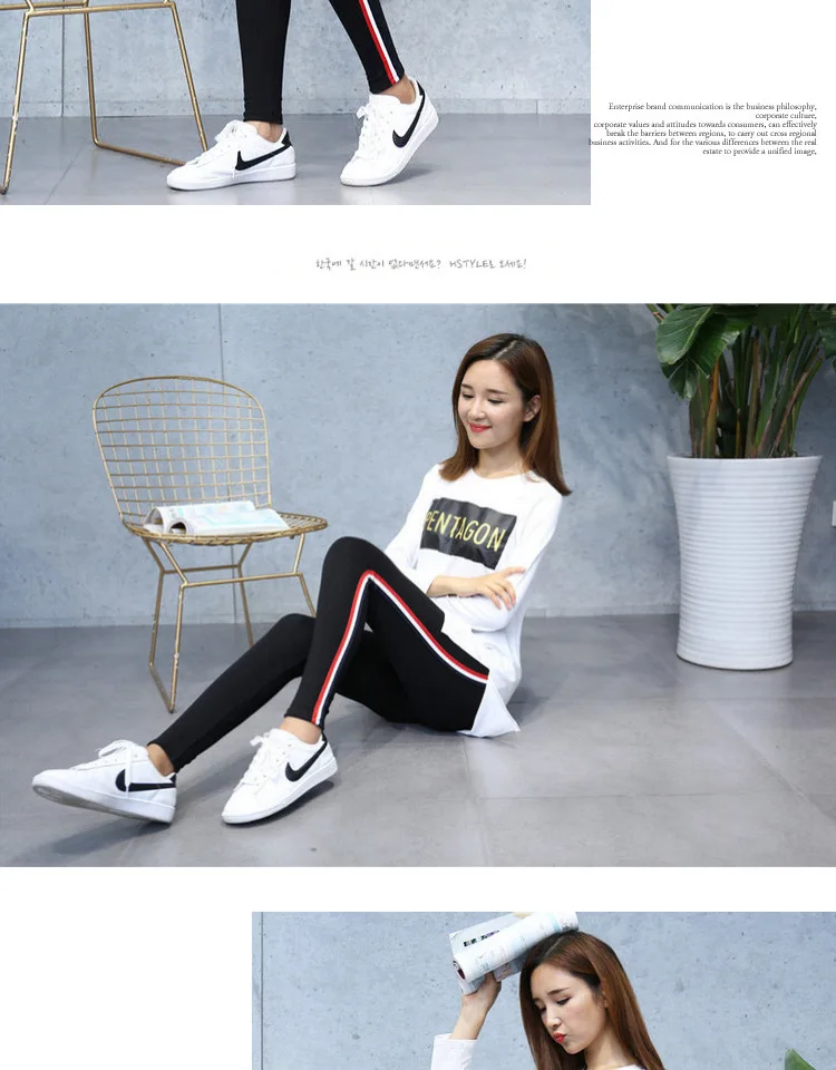 yoga pants 2021 Quality Cotton Leggings Side Stripes Women Casual High-stretch Leggings Pants High Waist Fitness Leggings Female high waisted leggings