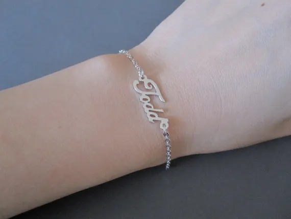 Name Bracelet Personalized Customized Silver Nameplate Name Bracelet Personalized Customized Silver Nameplate Wedding Gift