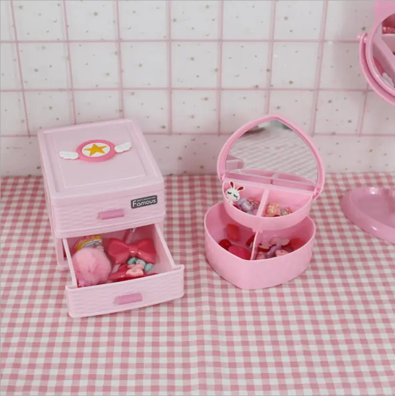 Милая розовая Звезда Настольная коробка для хранения косметики тканый ящик-корзина маленькие пластмассовые, для шкафов и ящиков спальня ювелирные изделия уход за кожей
