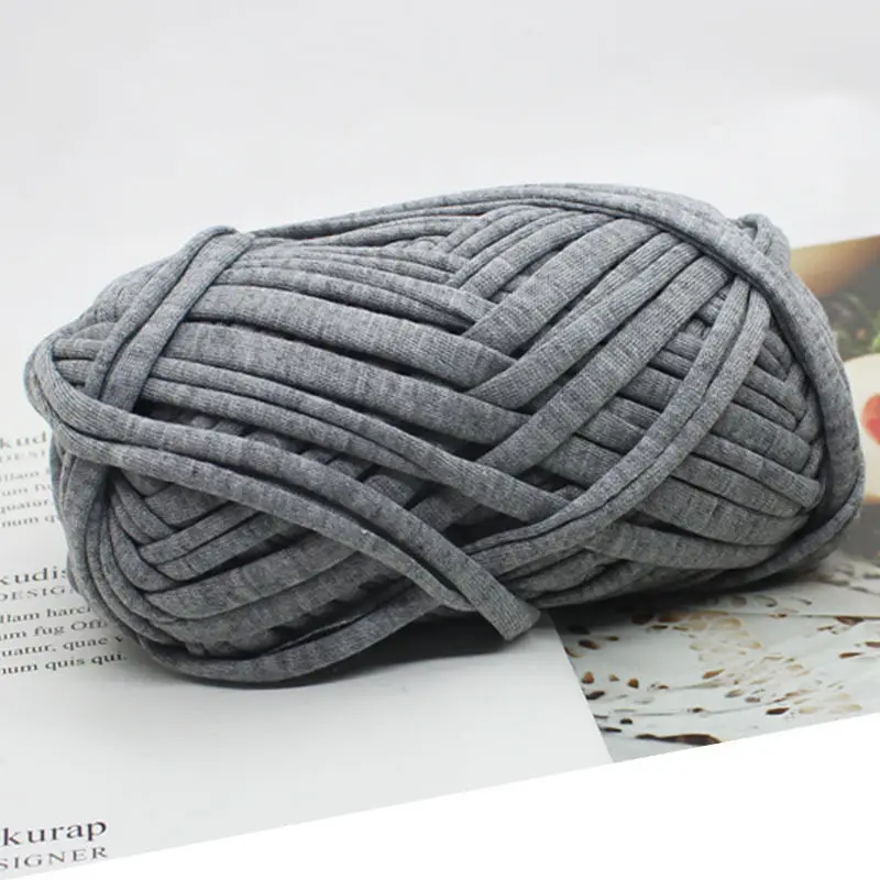 Cotton Cloth T-Shirt Yarns Polyester Handbag Yarn For Winter Bag Carpet Crocheting Grey Wine Approx 2Cmx100G - Цвет: 11