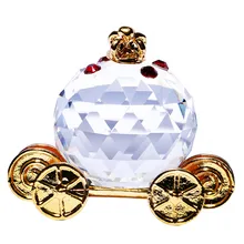 H D X mas Gifts Crystal Pumpkin Carriage Figurines Paperweight Crafts Art Collection Car Ornaments Souvenir