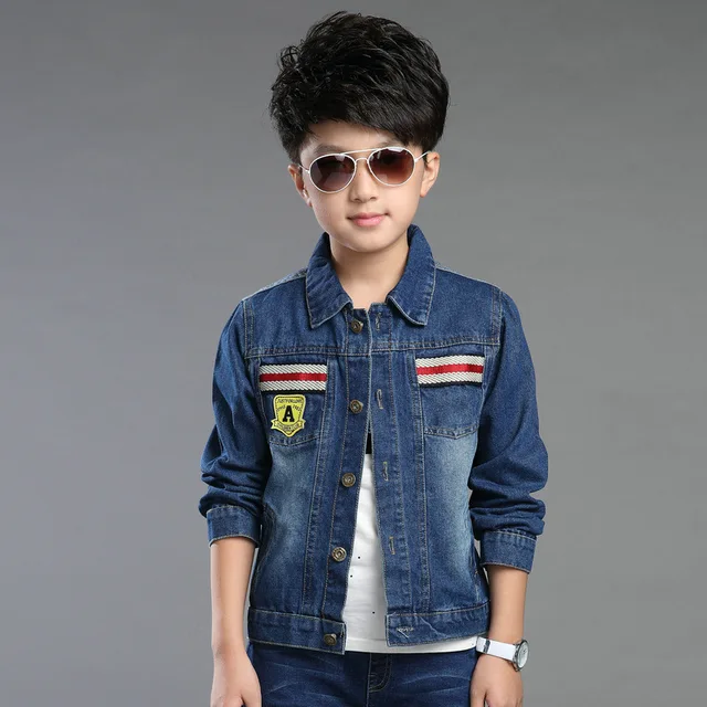 children clothes big boys spring autumn denim coat cool fashion boys letter jackets