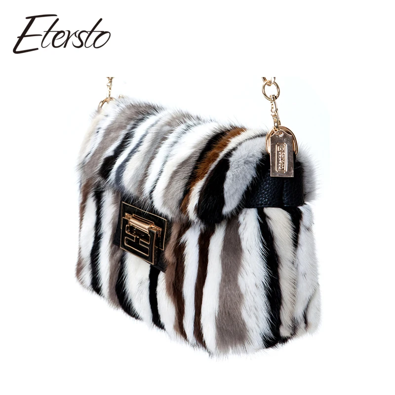 Etersto Brand Women Mink Fur Leather Messenger Bags Fashion Solid Female Flap Bags High Quality Ladies Crossbody Bags Etersto Brand Women Mink Fur Leather Messenger Bags Fashion Solid Female Flap Bags High Quality Ladies Crossbody Bags