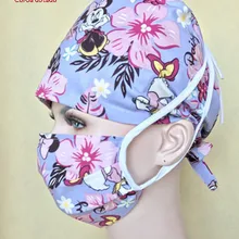 Современная операционная шапка для доктора и шапка медсестры акушерок из чистого хлопка с принтом для мужчин и женщин