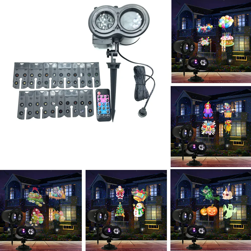 Красный и синий светодиодный лазерный светильник 12 узоров проектор 2 в 1 s