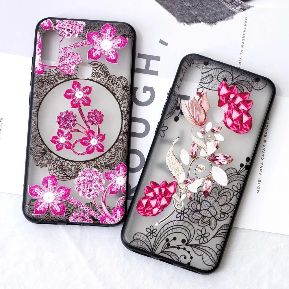 

3D flower Lace case for xiaomi redmi 6 pro cases floral printed plastic hard back covers fundas coque hoesje kryt tok etui