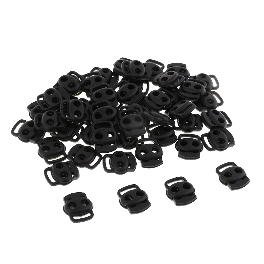 50 Pieces  Oval Bean Double Hole String Stopper Toggle Buckle Cord Locks End For Lanyard Backpack Sportwear Shoelace Tent