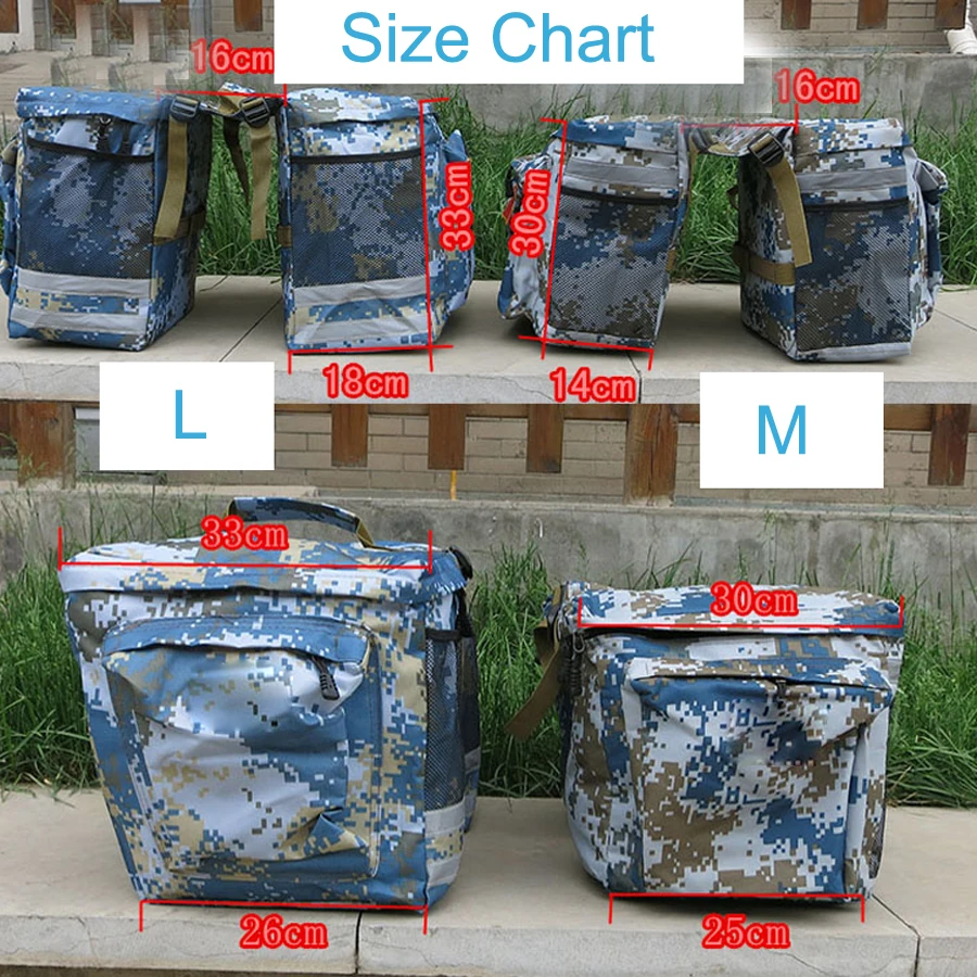 Best NEWBOLER Cycling Bike Bicycle 43L Rear Bag Camouflage Tail Seat Trunk Pack MTB Rode Bike Travel Storage Box and Waterproof Cover 4