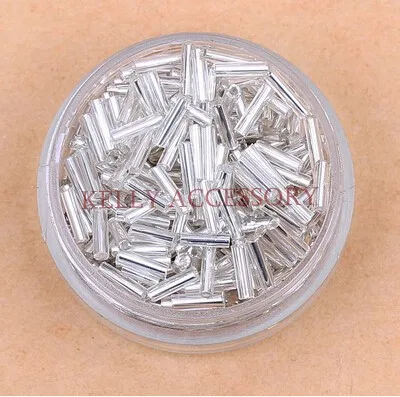 

Wholesale Silver Plated Bugle Cube Glass Seed Loose Spacer Beads 2*6mm, 200g Jewelry Findings Charm Glass Beads For DIY Making