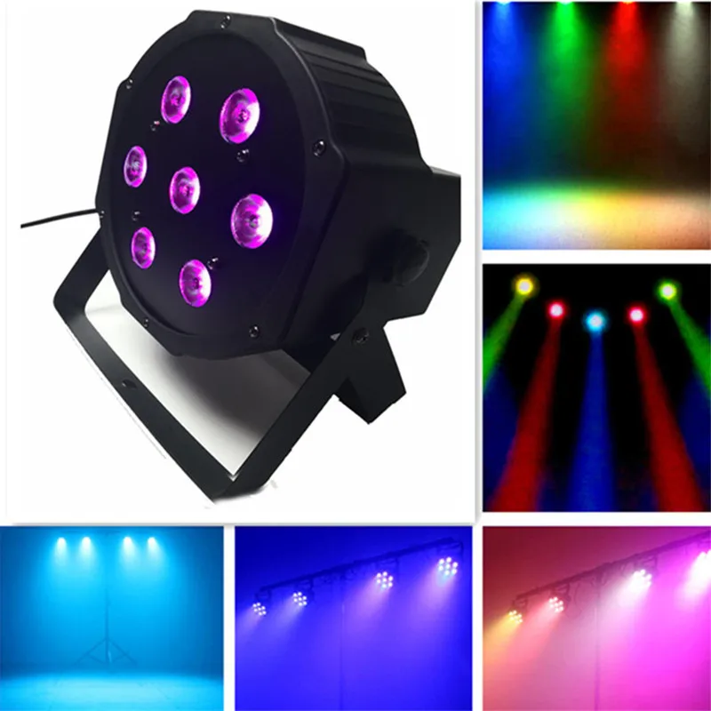 1 шт./7x18 Вт led Par огни RGBWA UV 6в1 плоский par dmx512 Дискотека профессиональный сценический