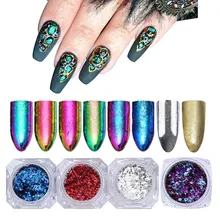 Чешуйки для ногтей блестки пудра Хамелеон волшебное зеркало золото серебро блеск неровный хром пигмент украшения ногтей пыль