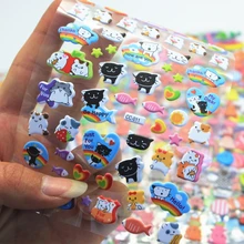3 Sheet Cute Cat Diary Decoration Kids Stickers 3D PET bubble stickers Gift Children Toys CC