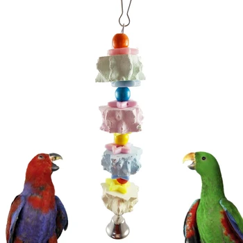 

Pet Chewing Toy Birds Parrot Beak Grinding Stone Toys Bells Small Animals Hanging Decor Harmless Bite Molar String Swing Toys