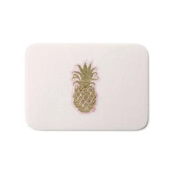 

Glitter Pineapple Bath Mat 17" x 24" Pattern Coral Fleece Rug Anti-Slip Doormat Home Decor
