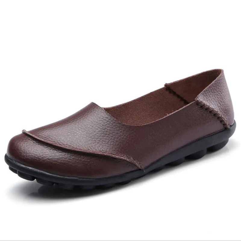 

Spring Autumn Fashion Loafers 100% Genuine Leather Single Shoes Soft Casual Flat Shoes Women Flats mother shoes