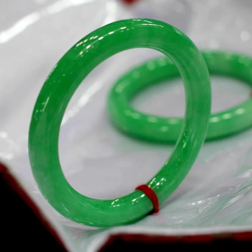 Genuine natural Green stone Bangles for Women Natural Cute