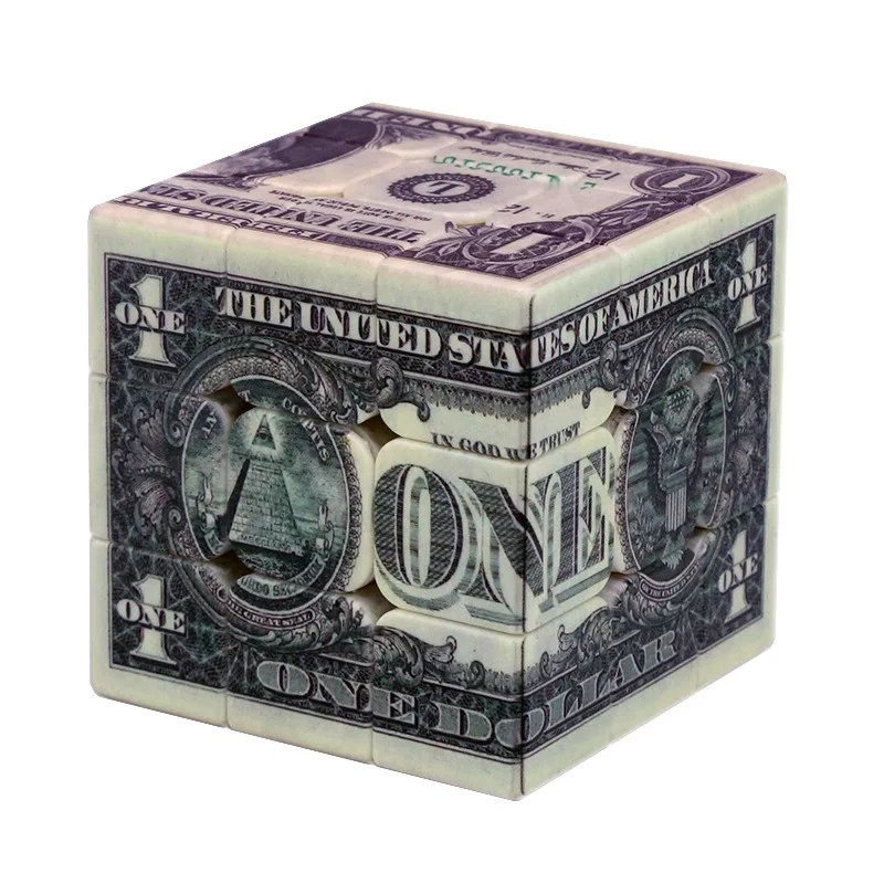 

Custom Made Cube 3x3x3 UV Printing Dollar Pattern 56 mm Speed Puzzle Brain Training Educational Toys for Children Boys