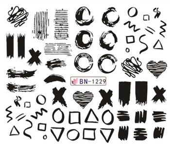 

Nail Sticker Water Decals Art Stickers Tattoo Slider Geometric Graphics Square Design Decorations Manicure Transfer Foil Wraps