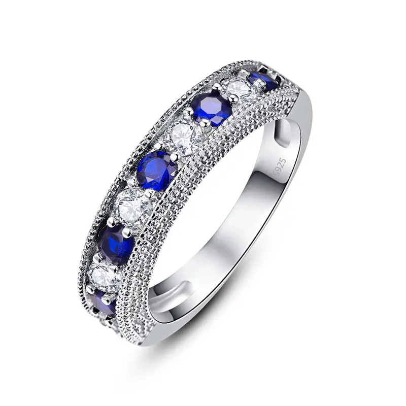 BONLAVIE, 925 пробы, серебряное кольцо на палец, штабелируемые кольца, голубой, белый, CZ камень, кольцо для женщин, модное ювелирное изделие, свадебный подарок - Цвет основного камня: S925 Sterling Silver