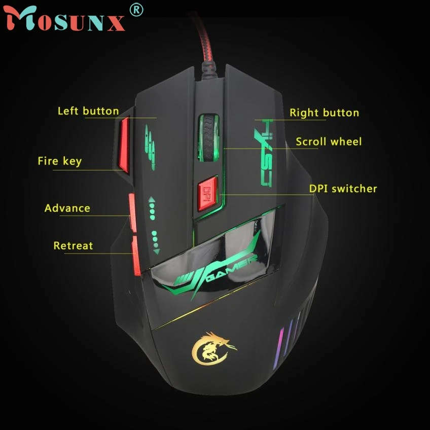 Мышь Raton 7 кнопок 5500DPI USB оптическая Проводная игровая мышь компьютерные мыши с