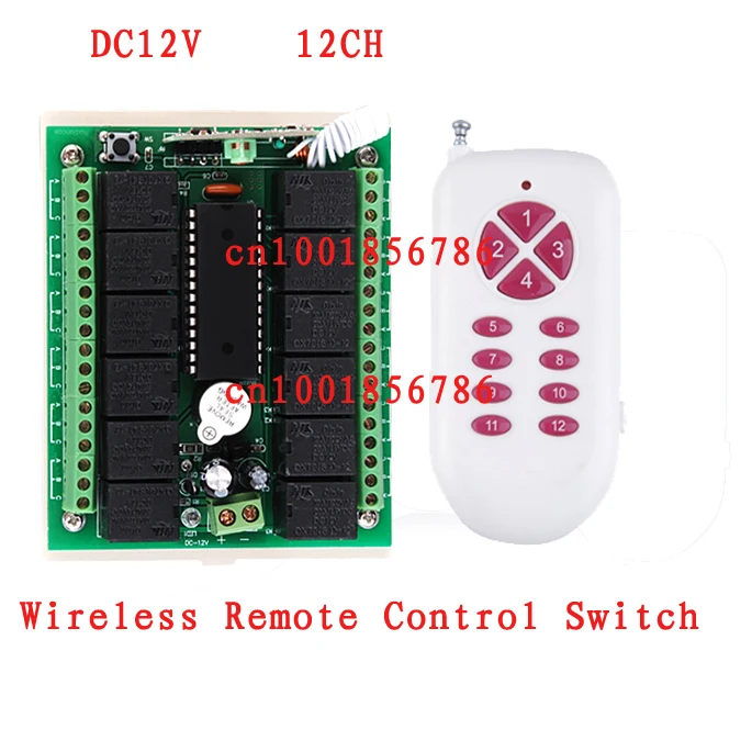 

RF Wireless remote control switch 12v 12ch garage door remote control livolo learning code light relays momentary switches