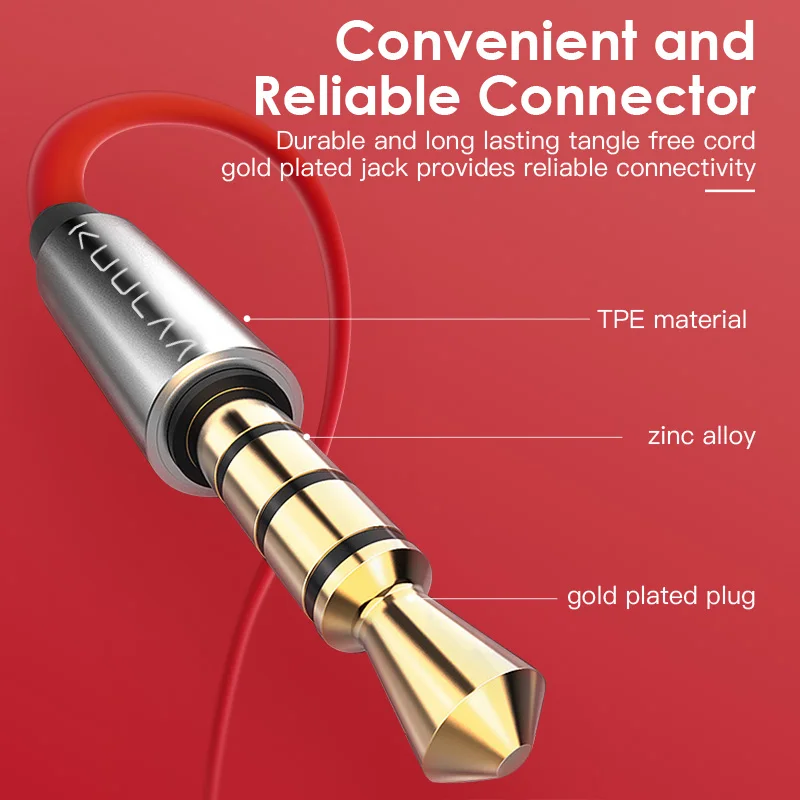 KUULAA спортивные наушники в ухо наушники НЧ, проводная гарнитура 3,5 мм разъем для iPhone 6 5 Xiaomi samsung huawei Phone Fone De ouvido