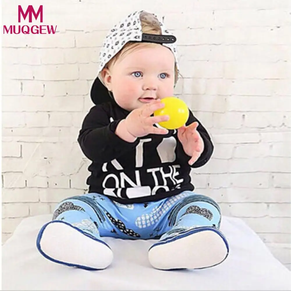 

MUQGEW 2PCS Toddler Baby Girl boy Clothes Letter Print Top Blouse+Cartoon Print Pants Set Outfit Newbow rnroupas infantis menina