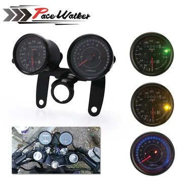 

Universal 13000 rpm Motorcycle Speedometer Odometer Gauge 0~ 160 km/h LED Backlight tachometer Set Black Instrument