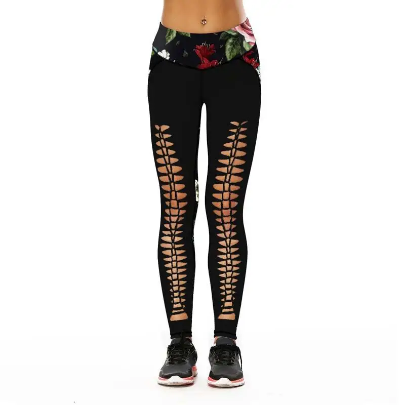 

Fashion Women Yoga Pants Hollow Out Sports Running Jogging Leggings Cool Dry Fitness Gym Training Tights Stretchy
