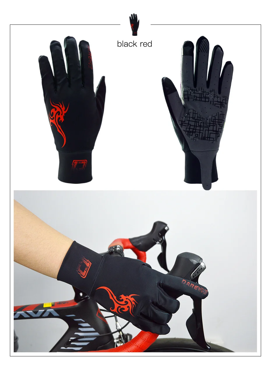 Darevie велосипедные перчатки полный длинный экран сенсорный палец велосипедные перчатки 3D Мягкие противоударные воздухопроницаемые велосипедные перчатки