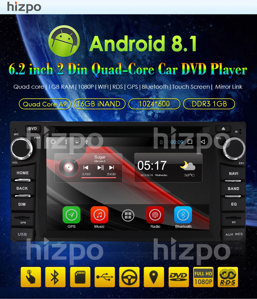 Flash Deal Hizpo Android 6.2 Inch For Toyota Corolla Prado 4RUNNER Hilux FJ Cruiser Tundra Echo GPS RAV4 Car Navi Bluetooth dvd free camera 1