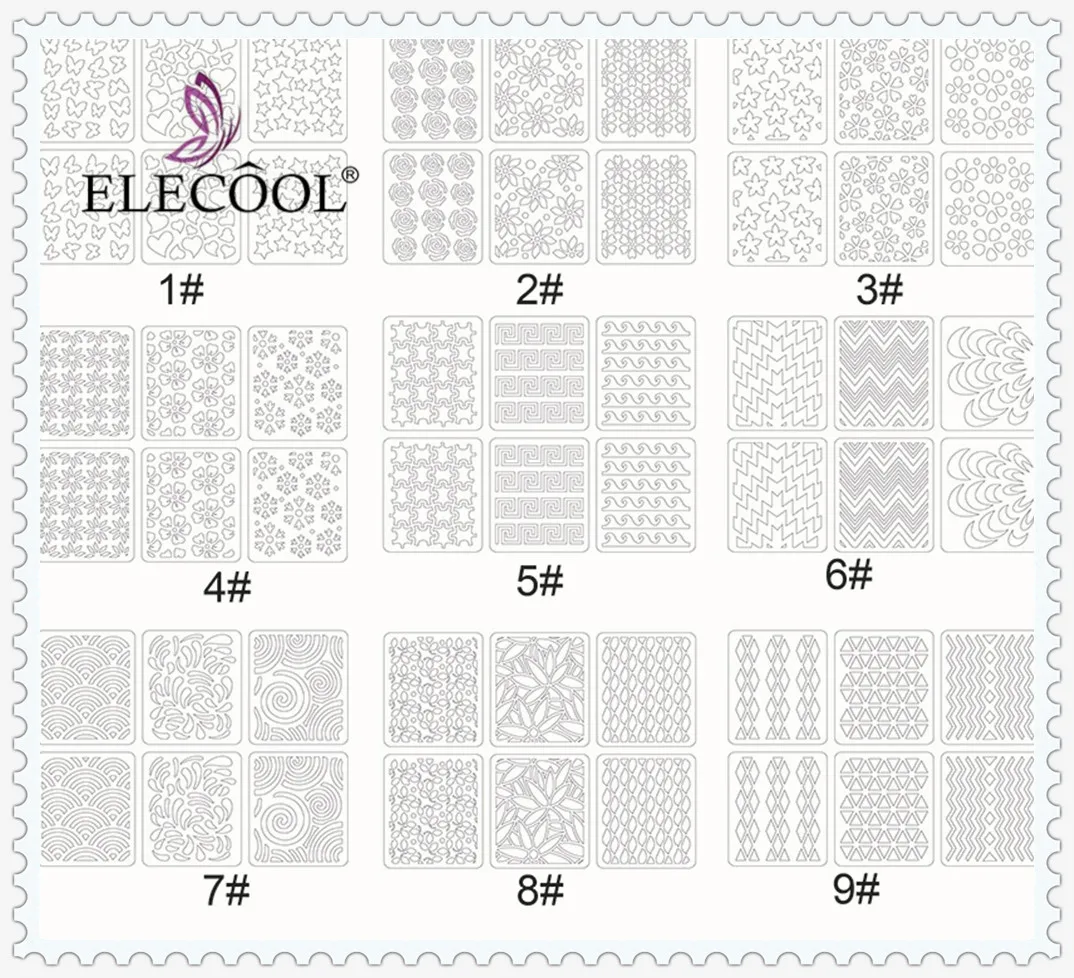 ELECOOL 24/12 шт голографический лазер полые наклейки для ногтей, Фольга Роуз огонь и с принтом «Цветущий 3D ногтевое искусство, переводные наклейки на ногти