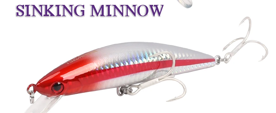 TSURINOYA DW37 тонущие приманки Minnow 120 мм 40 г тройные Крючки искусственная жесткая приманка Dur Карп рыболовные принадлежности; воблер