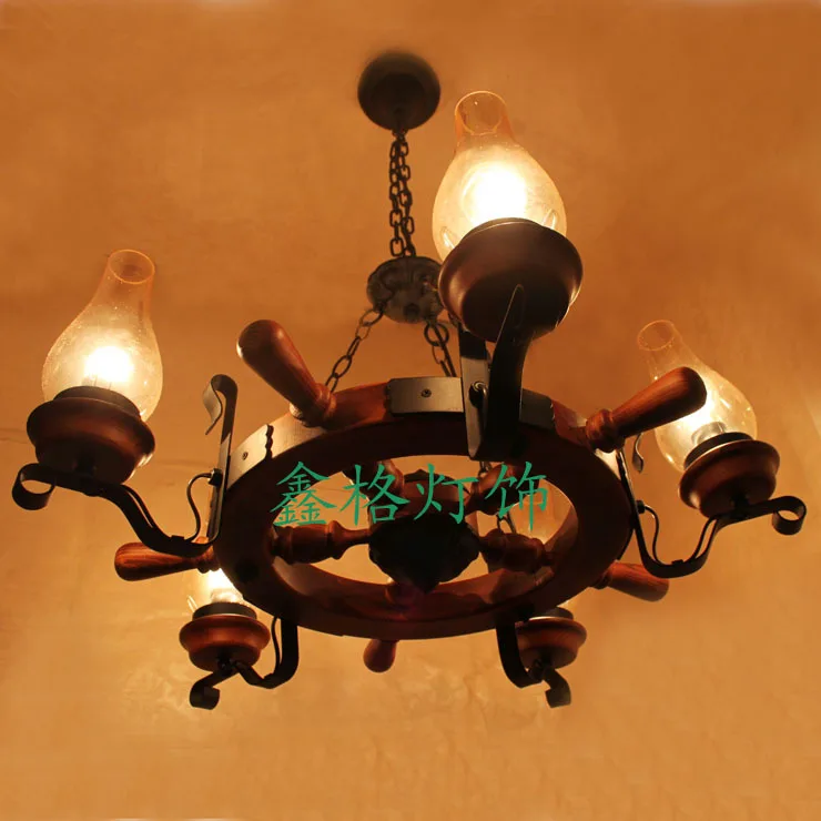 Massief houten Roer smeedijzeren hanglamp woonkamer restaurant lamp ... Massief houten Roer smeedijzeren hanglamp woonkamer restaurant lamp ...