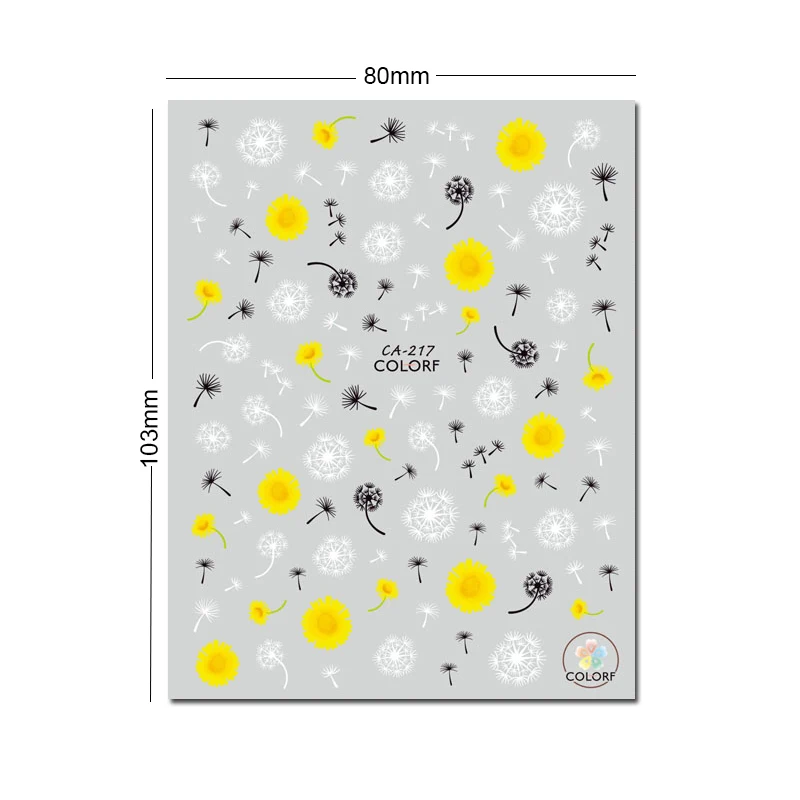 1 лист Маргаритка Лаванда 3D наклейки для ногтей s Одуванчик цветы клейкие наклейки набор наклейки для дизайна ногтей Маникюрные Советы украшения
