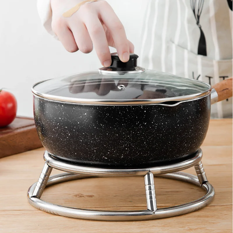 Stainless steel round pot rack kitchen heat insulation anti-scalding casserole plate shelves home simple organizer