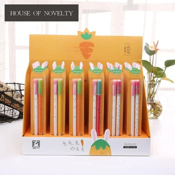

2 pcs/lot Rabbit Love Carrot Couple Friend Gel Pen Promotional Gift Stationery School & Office Supply