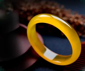 

Fine Jewelry Yellow 100% Chinese Grade Natural Agate Jade Gems Bracelet Bangle Free Shipping