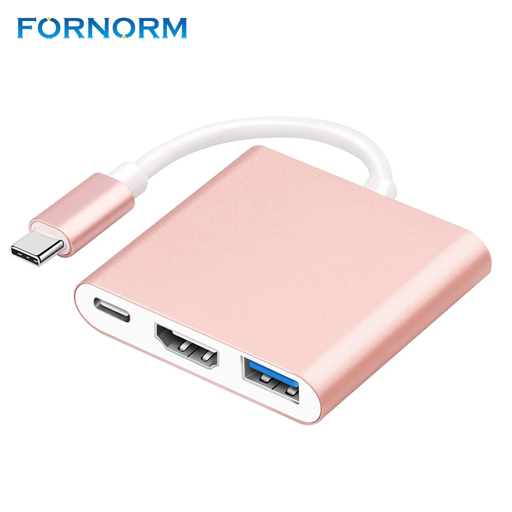 Fornorm USB 3.1 Тип C к HDMI адаптер 1080 P 4 К конвертер HDMI кабель для зарядки Порты и разъёмы для MacBook Таблица чтобы ТВ проекта Дисплей