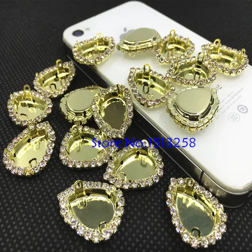 

New Arrivial Teardrop crystal glass rhinestone Handmade Golden claw 13x18mm 20pcs for setting Drop Fancy Stones