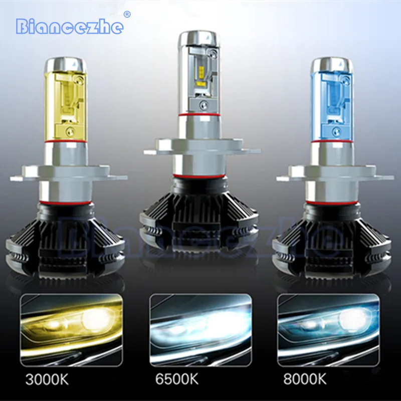 X3 ZES H4 H7 светодиодная лампа для автомобильных фар 3000 K/6500 K/8000 K желтая белая ледяная