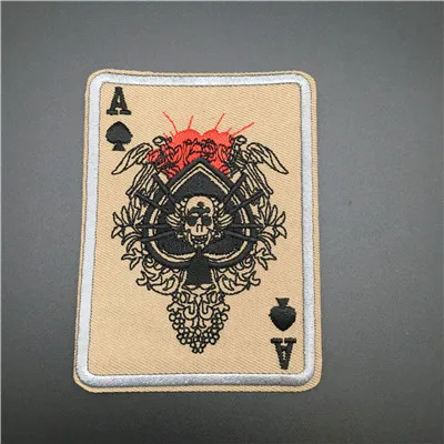 Кавалерист Ace of Spades Tarot Death Card прямоугольная вышитая тактическая нашивка боевой дух армии adhensible для железа на и палку на - Цвет: skull iron