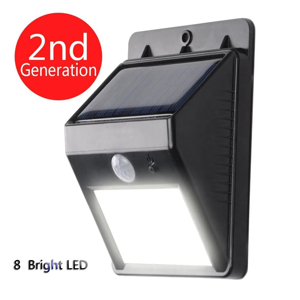 8 bright led wireless waterproof solar powered motion solar led light with motion sensor