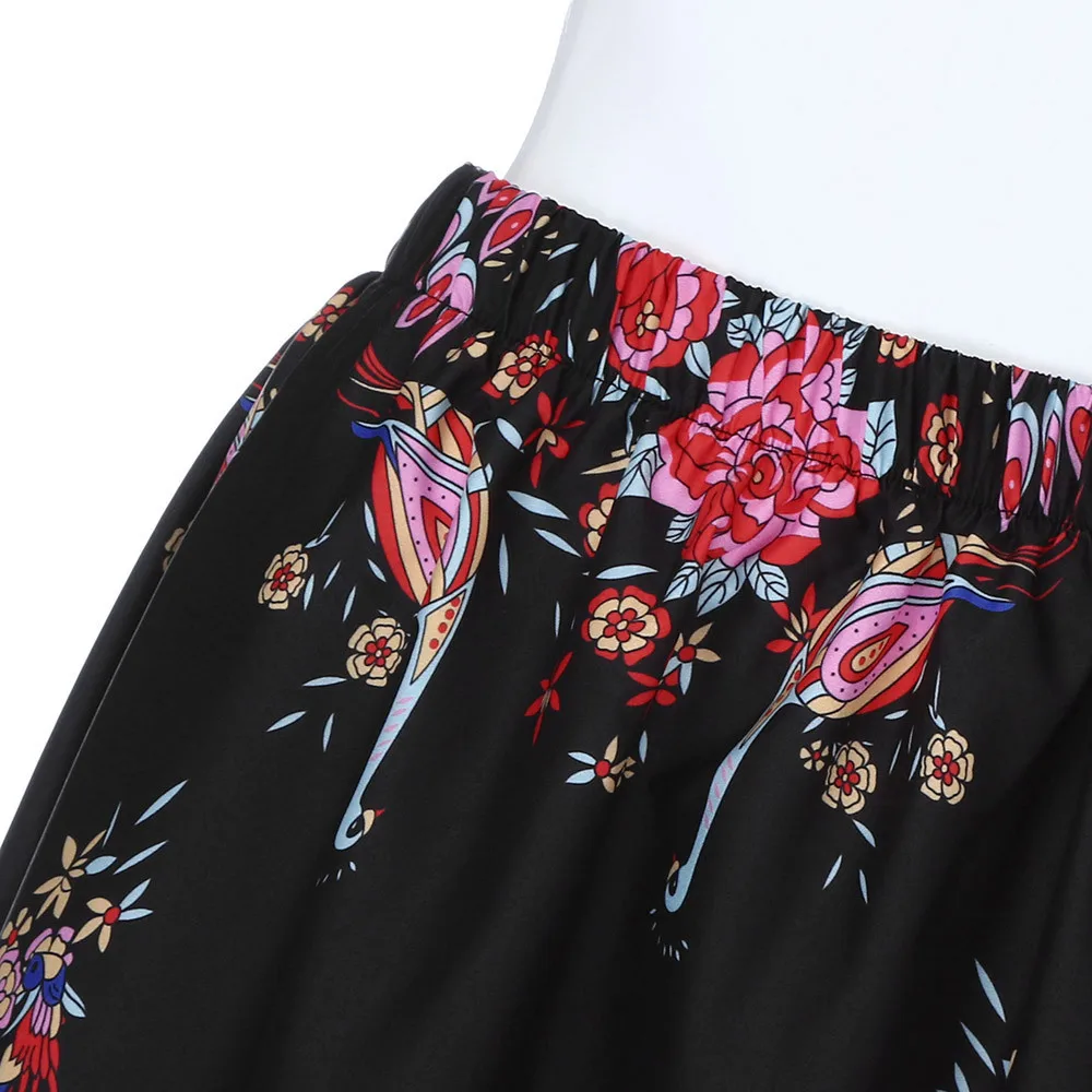 Женская пляжная длинная юбка Цветочная юбка макси в стиле бохо с принтом Праздничная летняя длинная юбка с высокой талией Falda corta
